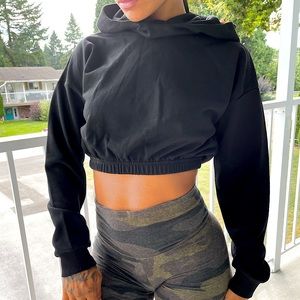 Cropped hoodie by Naked Wardrobe, BLACK size SMALL